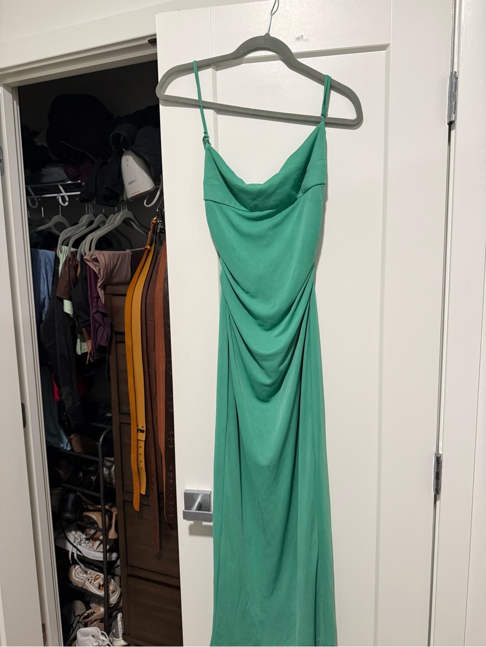 Zara Emerald Green Strapy Neck Maxi Slip Dress